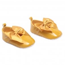 B2228-M: Mustard Shiny PU Shoes (0-12 Months)